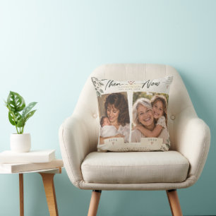 Then and Now Grandma Granddaughter Photo Keepsake Throw Pillow