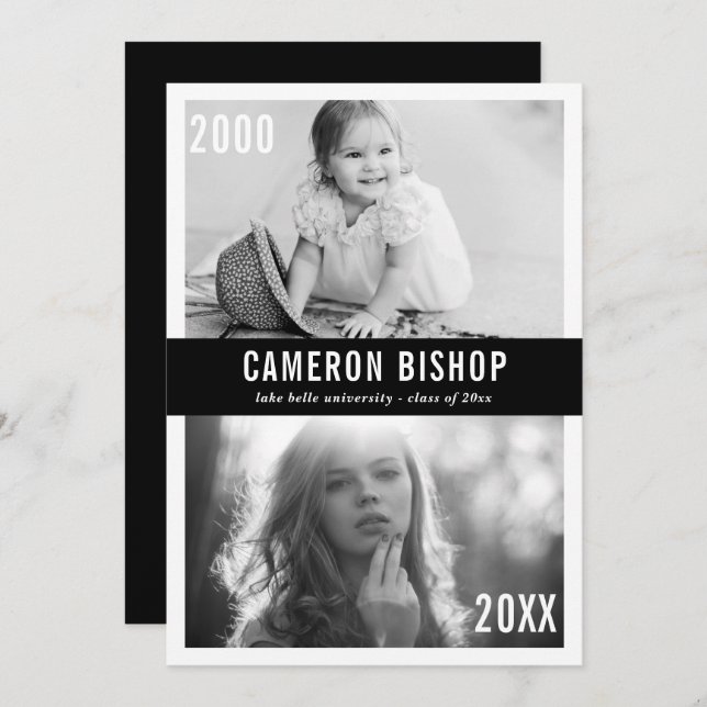 Then and Now Photo Graduation Party Invitation (Front/Back)