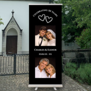 Then and Now Photos 50th Wedding Anniversary Party Retractable Banner