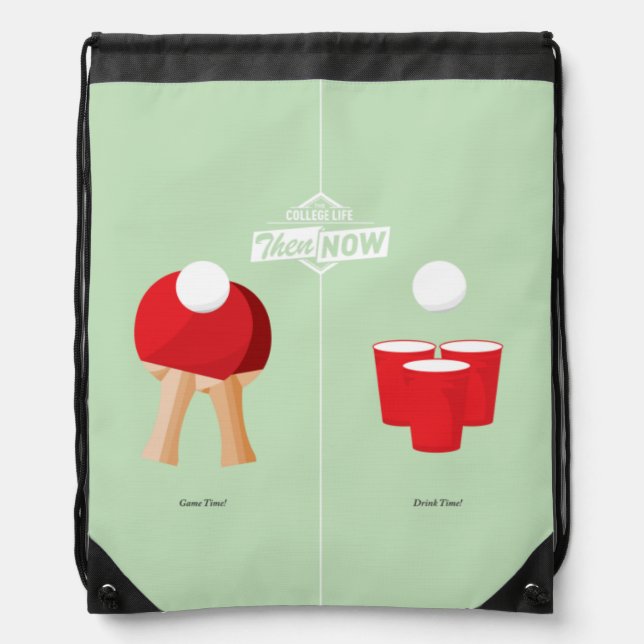 Then And Now: Ping Pong Drawstring Bag (Front)