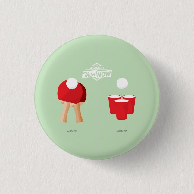 Then And Now: Ping Pong Pinback Button (Front)