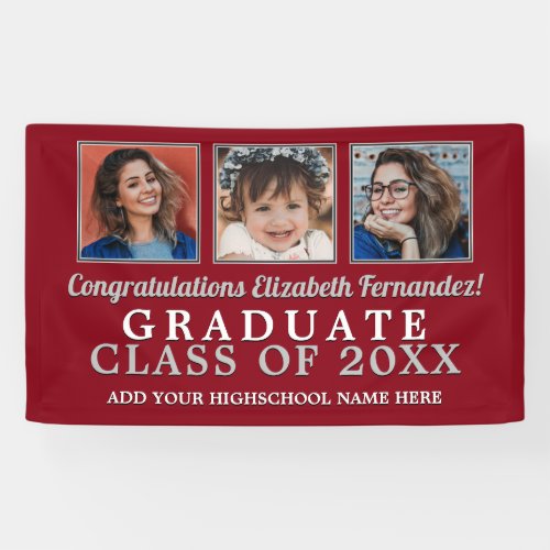 Then and Now School Colors Graduation Banner