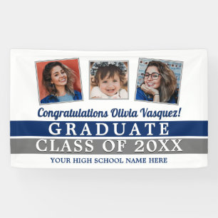 Then and Now School Colors Graduation Banner