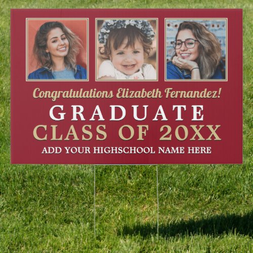 Then and Now School Colors Graduation Sign