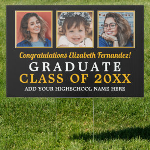 Then and Now School Colors Graduation Sign