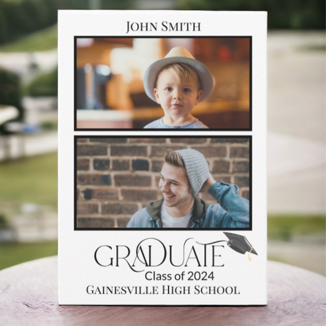 Then And Now Two Photo Graduation Announcement (Creator Uploaded)
