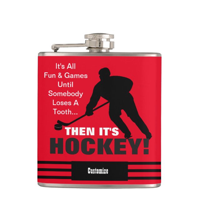 Then it' Hockey Vinyl Wrapped Flask (Front)