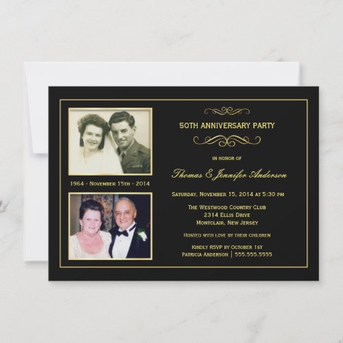 Then  Now 50th Golden Anniversary with 2 Photos Invitation