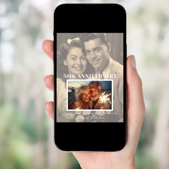 Then & Now Anniversary Milestone | Couple's Photo Poster (Front Digital)