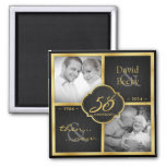 Then &amp; Now Elegant Black And Gold 50th Wedding Magnet at Zazzle