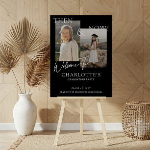 Then & Now Graduation Party Grad Photo Welcome Foam Board