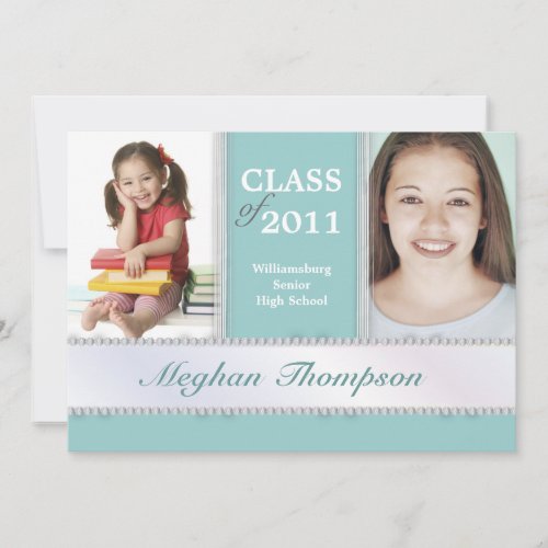 Then  Now Jeweled Photo Graduation Announcement
