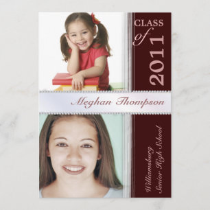 Then & Now Jeweled Photo Graduation Announcement