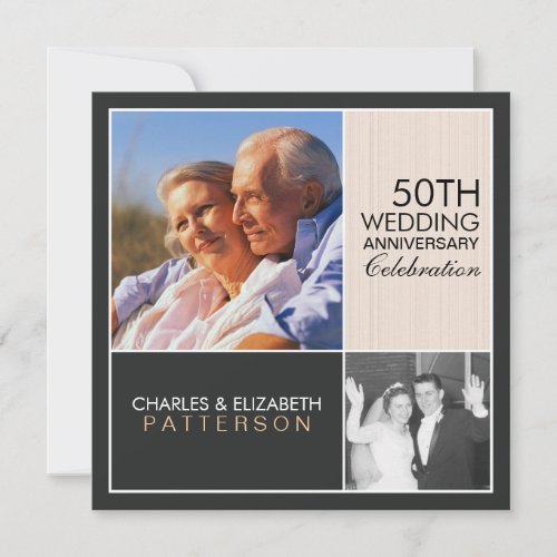 Then Now Modern Block Anniversary Party Invitation