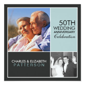 Then Now Modern Block Anniversary Party Invitation