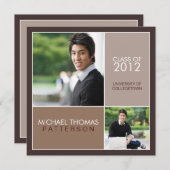 Then Now Modern Block Graduation Party Invitation (Front/Back)