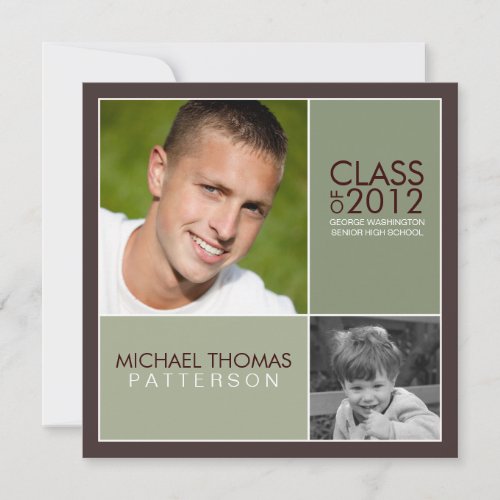 Then Now Modern Block Graduation Party Invitation