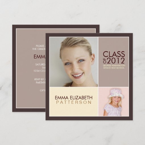 Then Now Modern Block Graduation Party Invitation | Zazzle