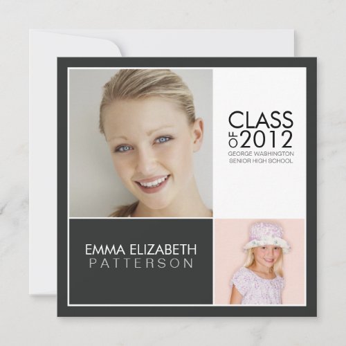 Then Now Modern Block Graduation Party Invitation