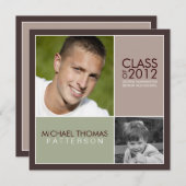 Then Now Modern Block Graduation Party Invitation (Front/Back)