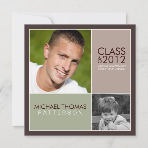 Then Now Modern Block Graduation Party Invitation