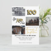Then & Now Photo Collage | 100th Birthday Invitation (Standing Front)