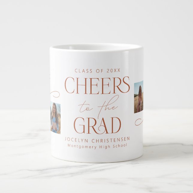 Then & Now Photo Collage Graduation Gift Giant Coffee Mug (Front)