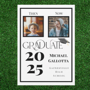 Then & Now Two Photo Graduation Personalized   Invitation