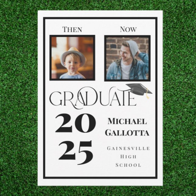 Then & Now Two Photo Graduation Personalized   Invitation (Creator Uploaded)