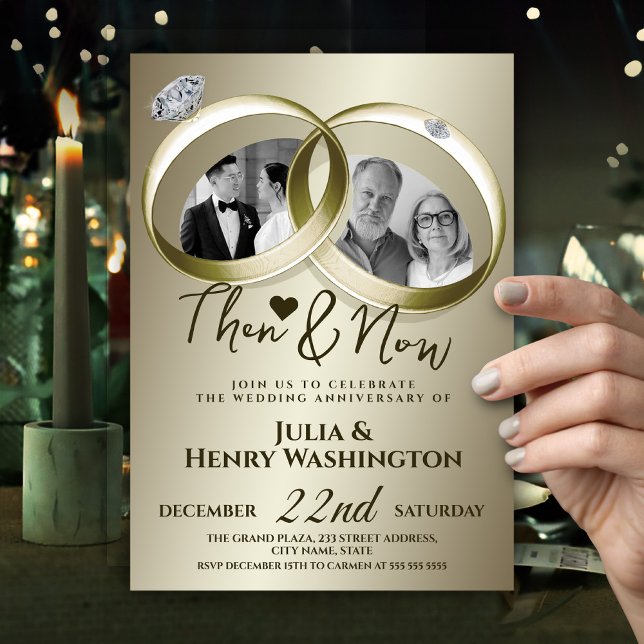 Then & Now Wedding Anniversary Photo Invitation (Creator Uploaded)