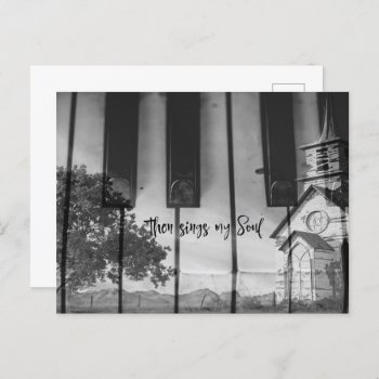 Then Sings My Soul With Country Church Keyboard  Postcard by Christian_Quote at Zazzle