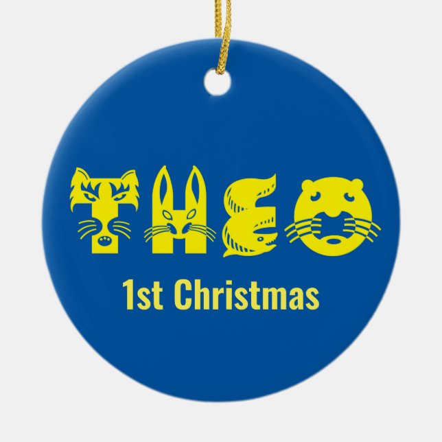 Theo First Christmas Ceramic Ornament (Front)