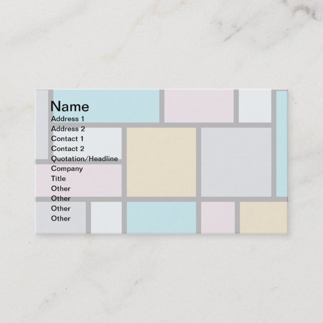 Theo Van Doesburg - Composition 17 - Mondrian Art Business Card (Front)