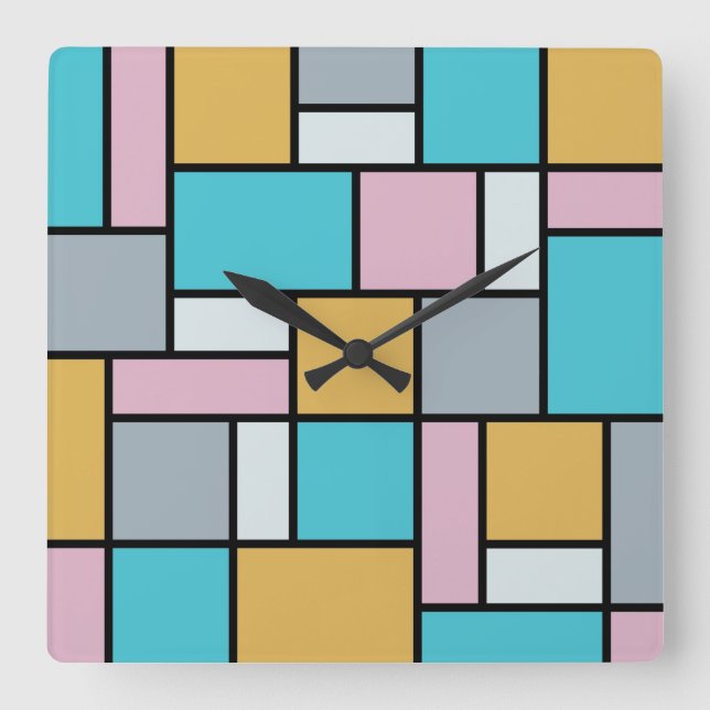 Theo Van Doesburg - Composition 17 - Mondrian Art Square Wall Clock (Front)