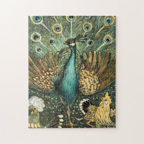 Theo Van Hoytema Vintage Peacock Open Wing Peafowl Jigsaw Puzzle
