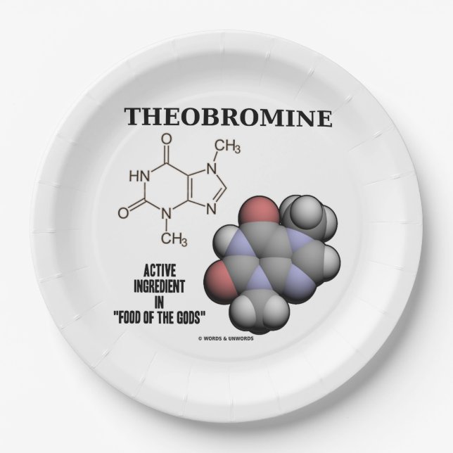 Theobromine Chocolate Molecule Active Ingredient Paper Plates (Front)