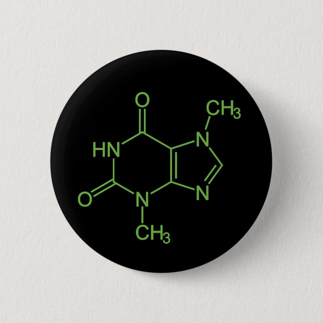 Theobromine Chocolate Molecule Chemical Diagram Button (Front)