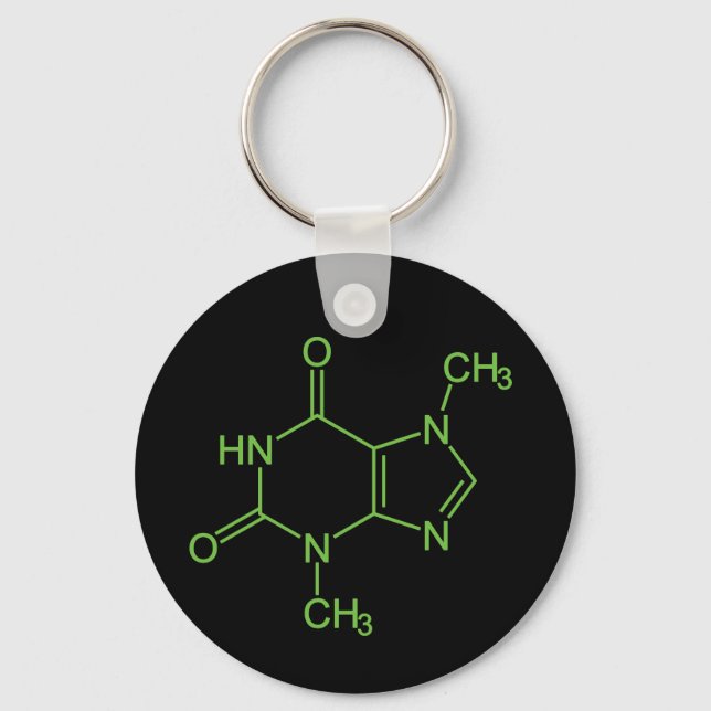 Theobromine Chocolate Molecule Chemical Diagram Keychain (Front)