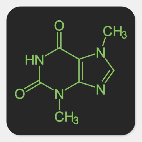 Theobromine Chocolate Molecule Chemical Diagram Square Sticker