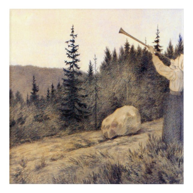Theodor Kittelsen - Op Under Fjeldet Toner En Lur Acrylic Print (Front)