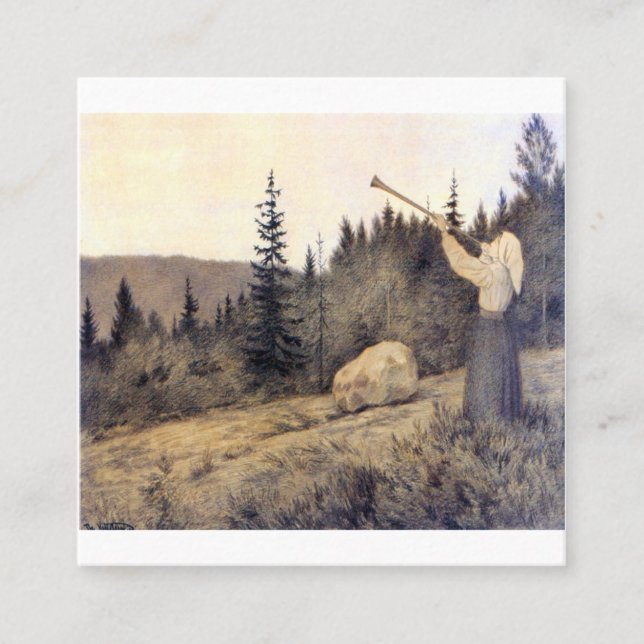 Theodor Kittelsen - Op Under Fjeldet Toner En Lur Square Business Card (Front)