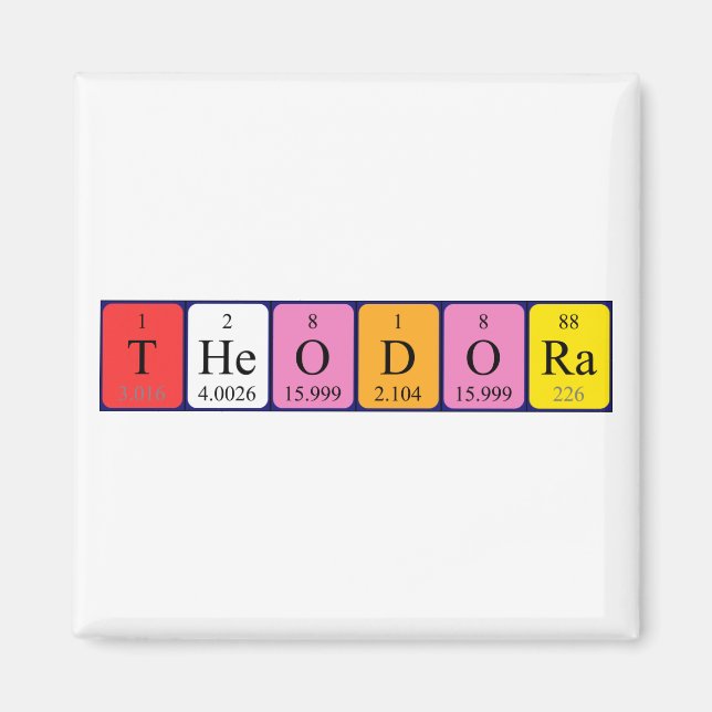 Theodora periodic table name magnet (Front)