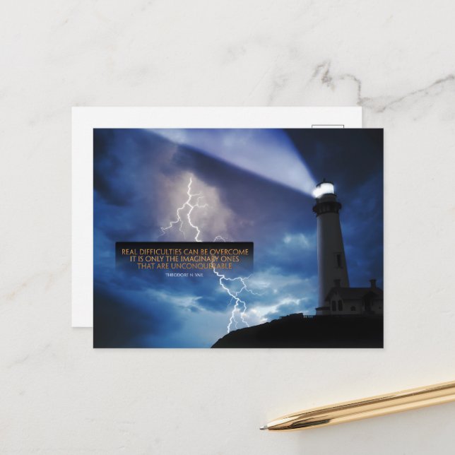 Theodore N. Vail Inspirational Quote "Overcome" Postcard (Front/Back In Situ)