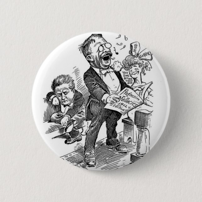 Theodore Roosevelt 1912 Political Cartoon Pinback Button (Front)