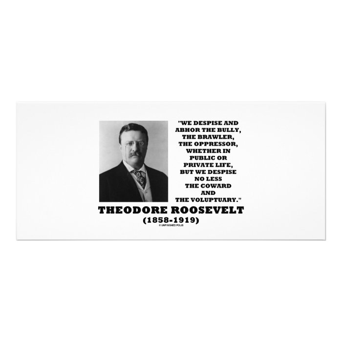 Theodore Roosevelt Despise Bully Coward Voluptuary Full Color Rack Card