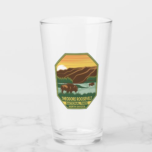 Theodore Roosevelt National Park Bison Retro Glass