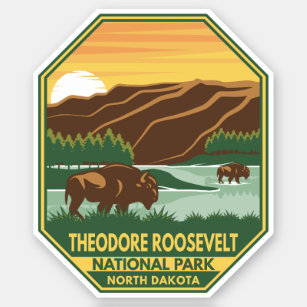 Theodore Roosevelt National Park Bison Retro Sticker