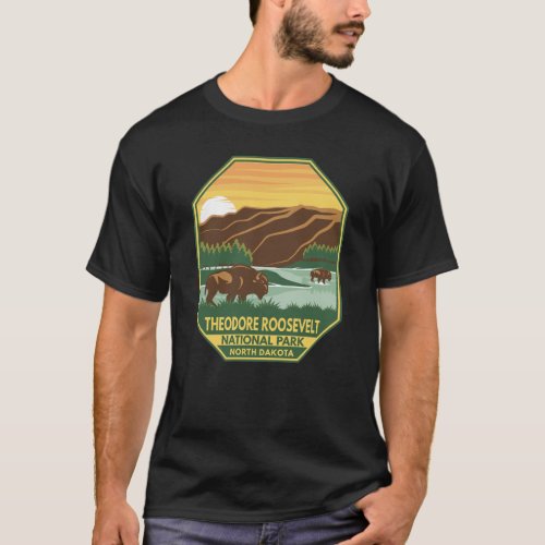 Theodore Roosevelt National Park Bison Retro T_Shirt