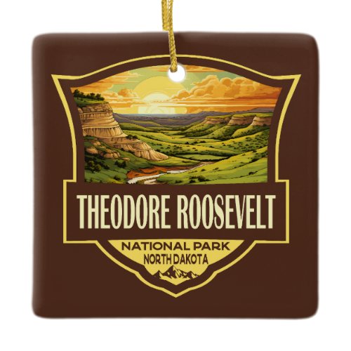 Theodore Roosevelt National Park Illustration Art Ceramic Ornament