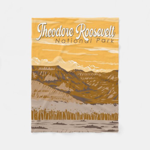 Theodore Roosevelt National Park Illustration Art Fleece Blanket